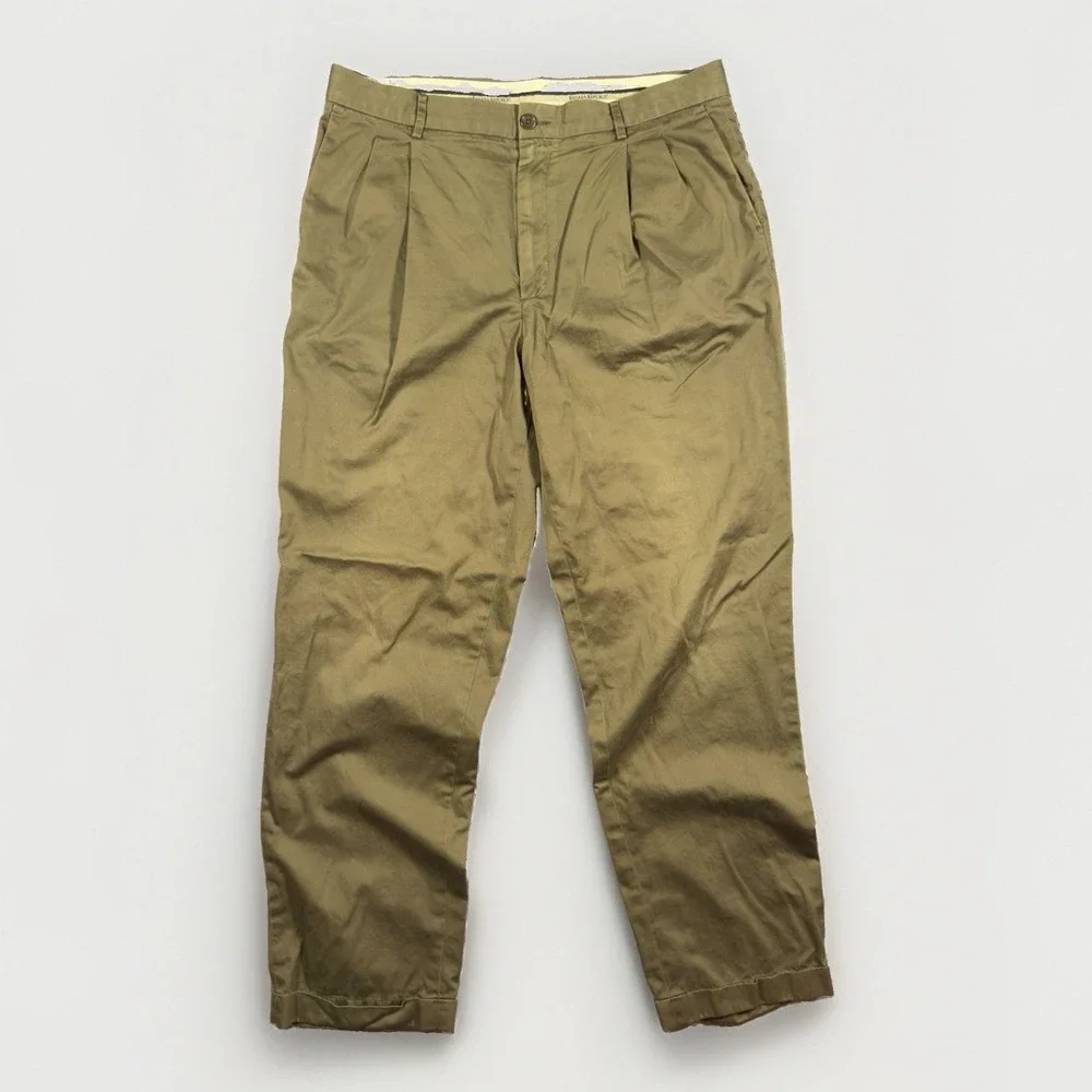 Banana Republic Vintage Y2K Khaki Pleated Chino Pants Men's 36x34 Tan Cotton